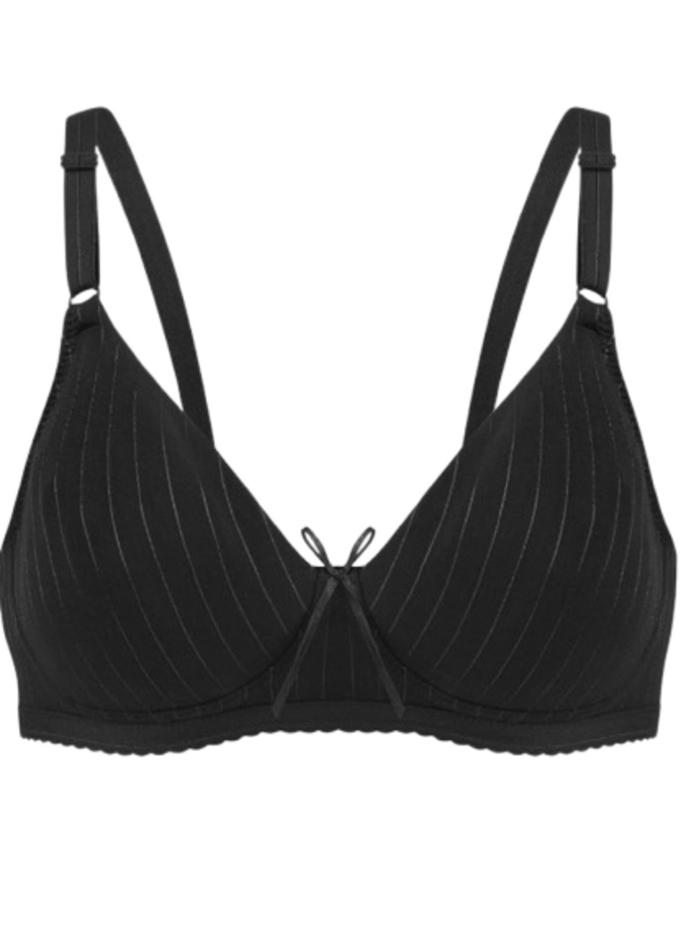 NWT Bestform Black Striped Wireless Cotton Bra Size 38B